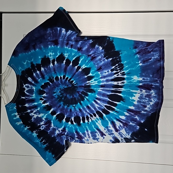 TieDied T-Shirt Swirled Teal Purple Black Men or Women - Picture 4 of 5